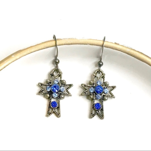 Mystic Gothic crystal cross chrome earrings - Picture 2 of 8